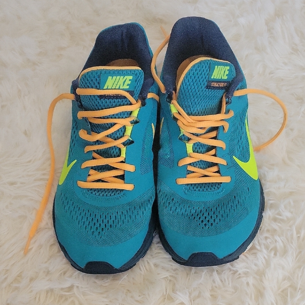Nike Teal and Neon Green Running Shoes